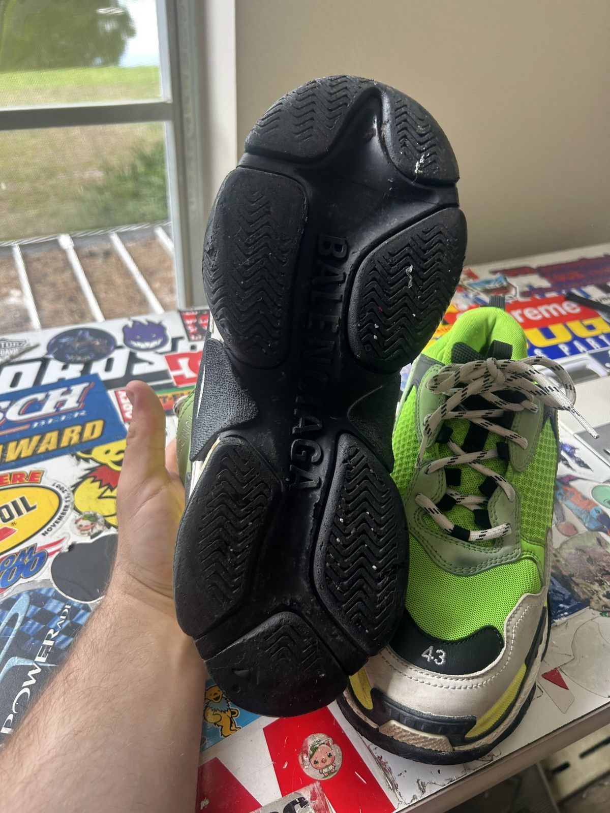 Balenciaga Balenciaga Triple S neon green thick sole dad shoe Size US 10 / EU 43 - 7 Thumbnail