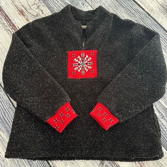 Vintage Vintage 2004 Christopher & Banks Chunky Teddy Fleece Pullove Size L / US 10 / IT 46 - 2 Thumbnail