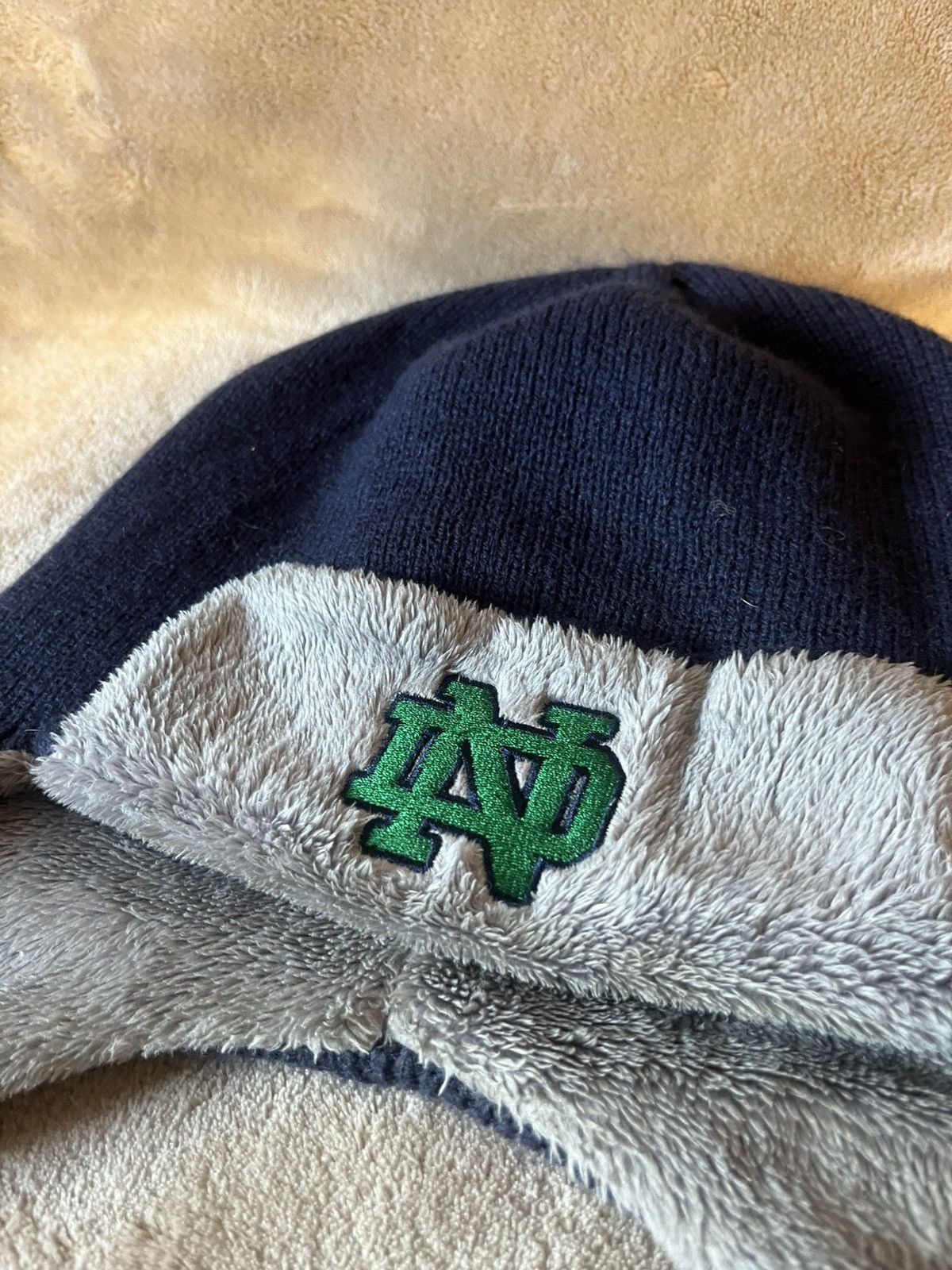 Under Armour Vintage Y2K Underarmor Notre Dame College Fur lined Cap Navy Size ONE SIZE - 3 Thumbnail
