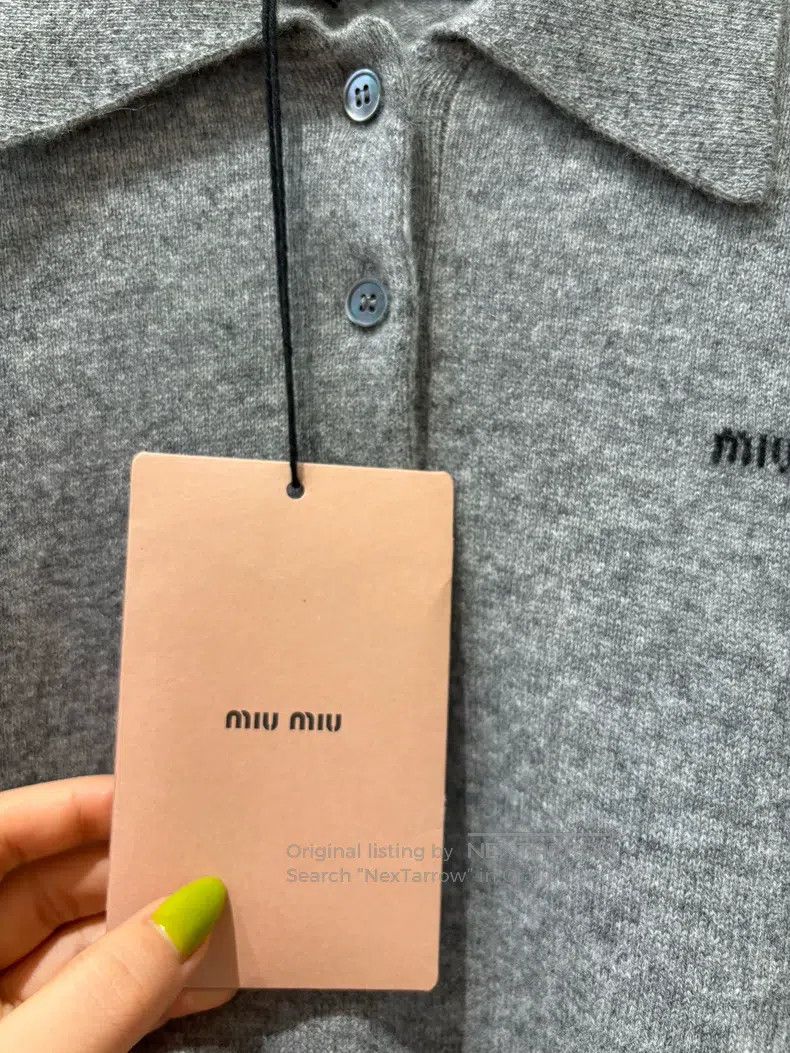 Miu Miu Miu Miu 38 Grey cashmere knitted polo shirt Size M / US 6-8 / IT 42-44 - 6 Thumbnail