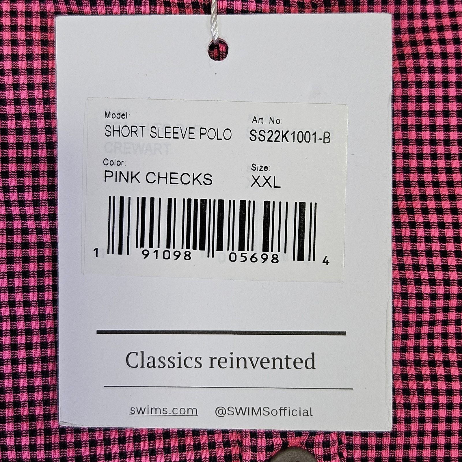 Swims SWIMS Crewart Polo Shirt Pink Micro Check Performance Golf Size US XXL / EU 58 / 5 - 11 Thumbnail