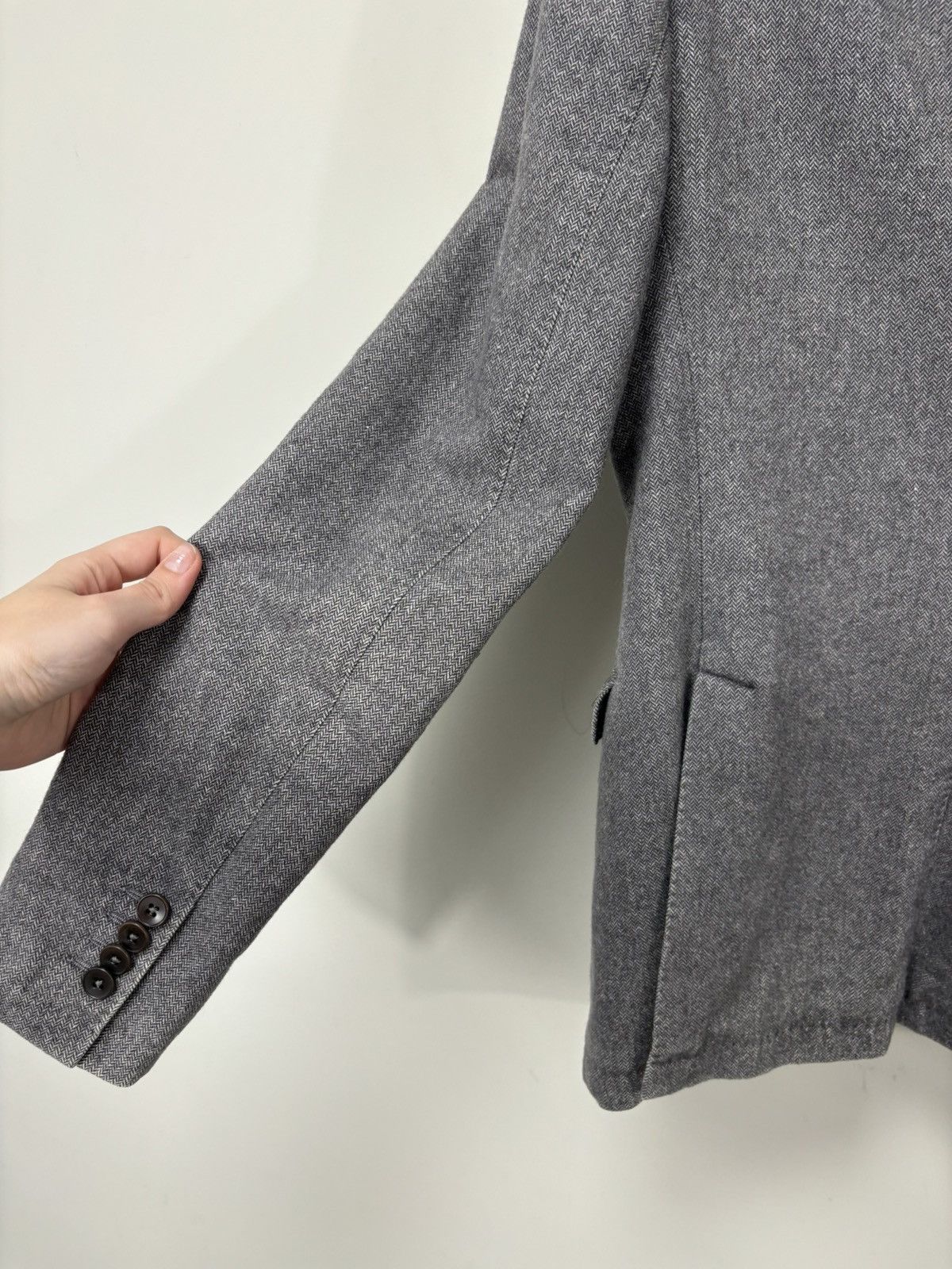 Tagliatore Tagliatore Women’s Herringbone Gray Wool Blend Blazer Jacket Size M / US 6-8 / IT 42-44 - 19 Thumbnail