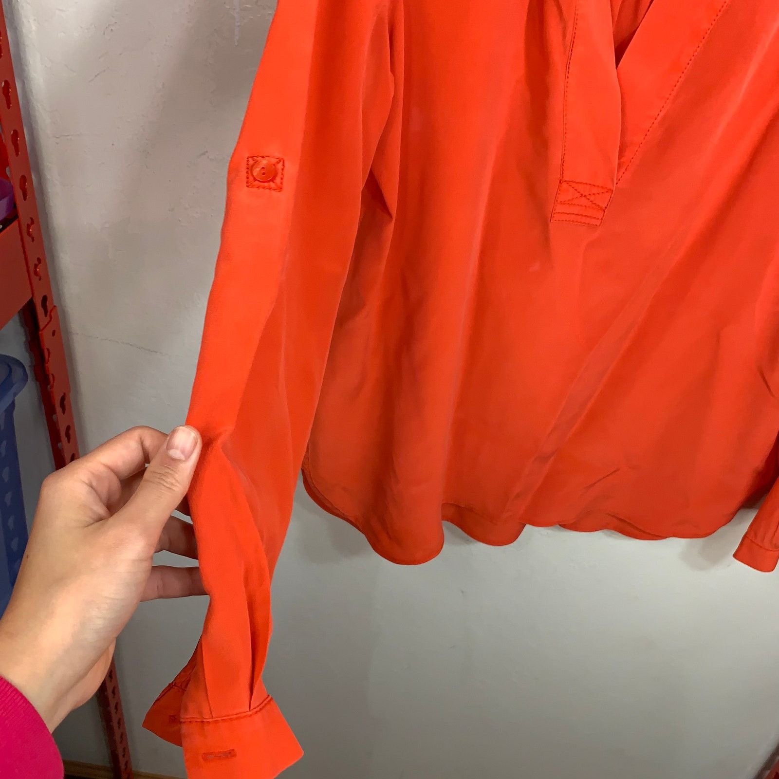 Diane von Furstenberg Diane von Furstenberg Orange Silk Long Sleeve Shirt Size 10 Size L / US 10 / IT 46 - 8 Thumbnail
