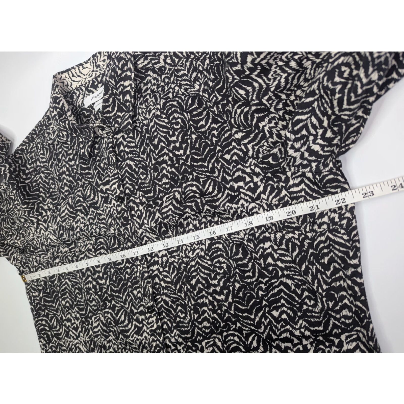 Vintage Foxcroft Button-Up Shirt Black Swirl Abstract Long Sleeve Non-Iron 16 Women Size XXL / US 16-18 / IT 52-54 - 5 Thumbnail