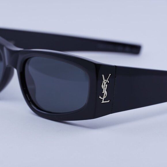 Saint Laurent Paris Saint Laurent SLM140 001 Sunglasses Black Rectangle Frame Size ONE SIZE - 9 Thumbnail