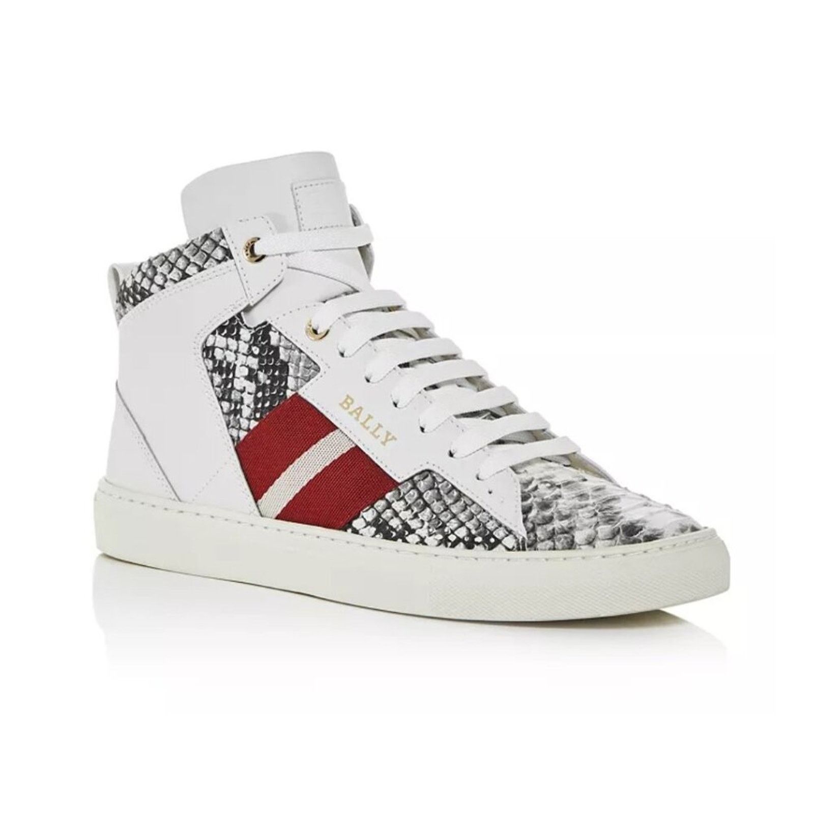 Bally Bally Hedern Snake Embossed White Leather High Top Sneakers Size US 9 / EU 42 - 1 Thumbnail