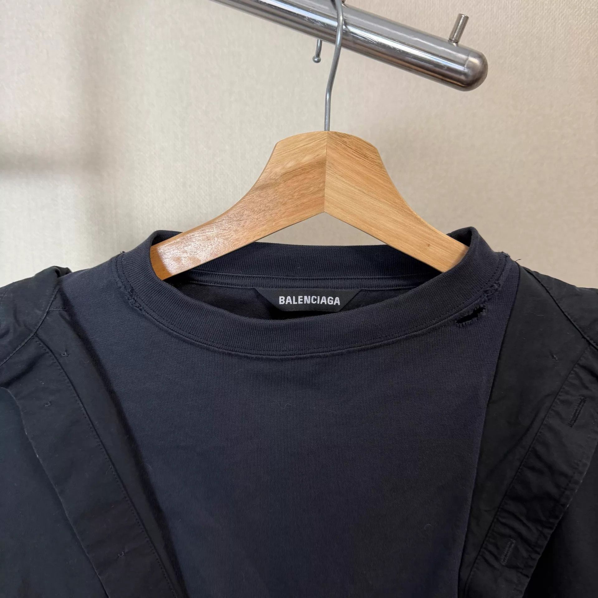 Balenciaga Balenciaga Runway Two-Tone Shirt Black & Blue Size 3 Size US L / EU 52-54 / 3 - 3 Thumbnail