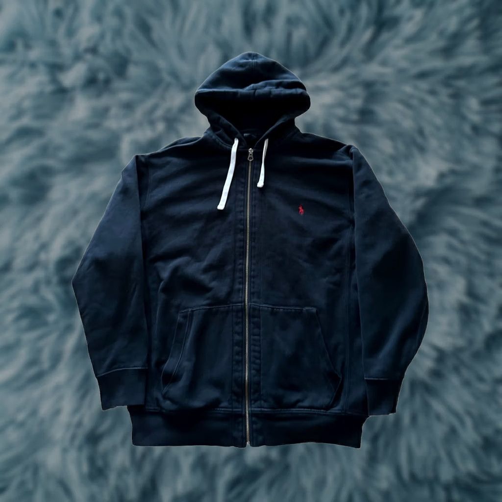 Polo Ralph Lauren Vintage 90s Polo Ralph Lauren Hoodie Mens 2XLT Tall Full Zip Up Black Size US XXL / EU 58 / 5 - 1 Thumbnail