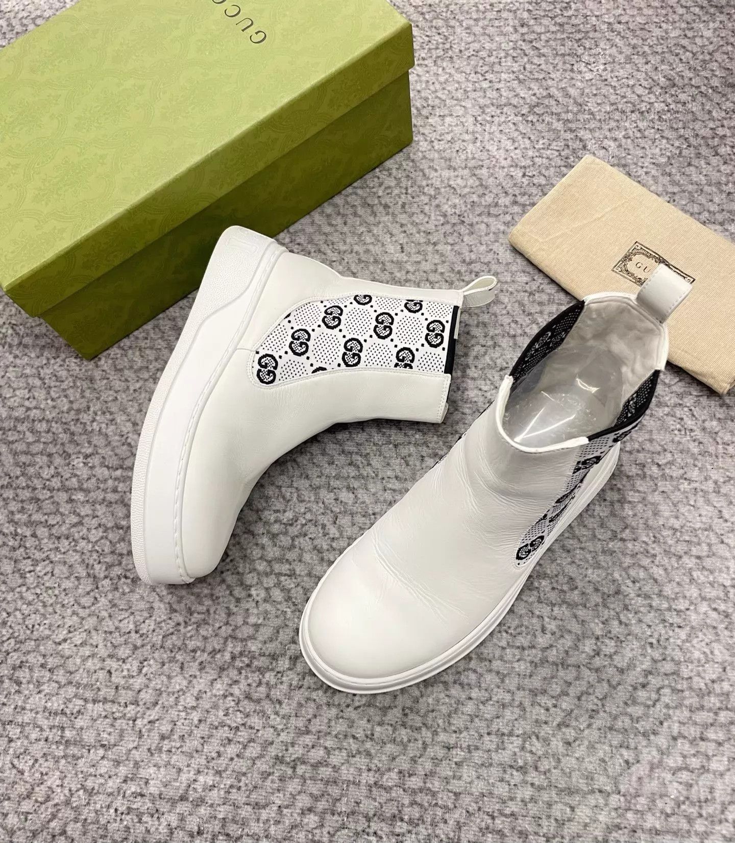 Gucci Gucci White GG Logo Paneled Short Boots 41 Size US 10.5 / IT 40.5 - 4 Thumbnail