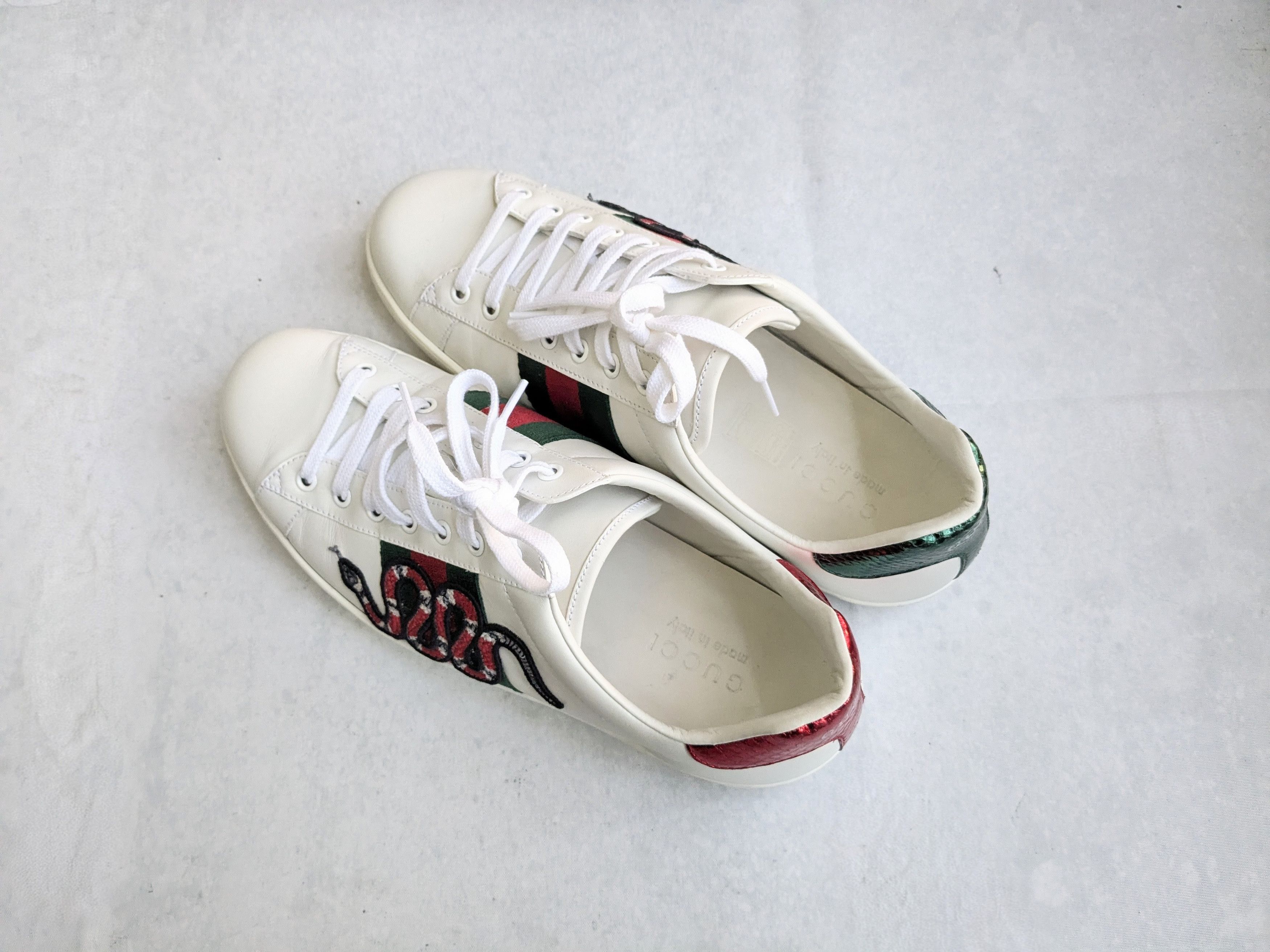 Gucci Gucci Ace Sneakers Snake 10 White Low Tops Leather Size US 10 / EU 43 - 11 Thumbnail