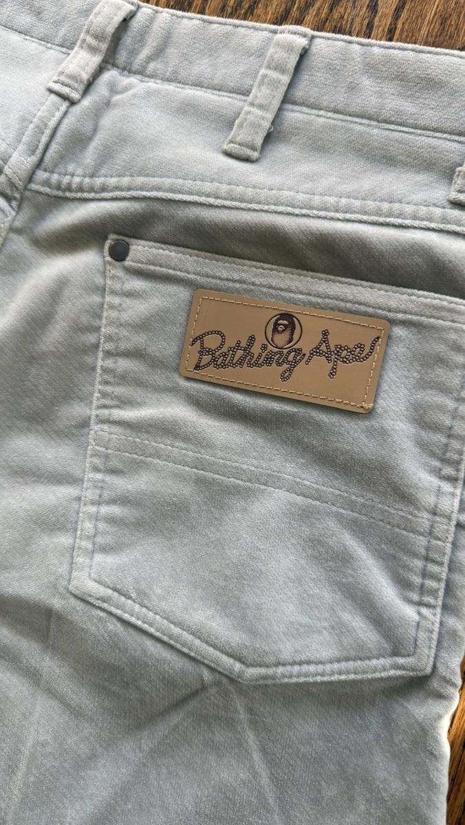 Bape Bathing ape velour leather patch denim ss00 Size US 27 - 3 Thumbnail