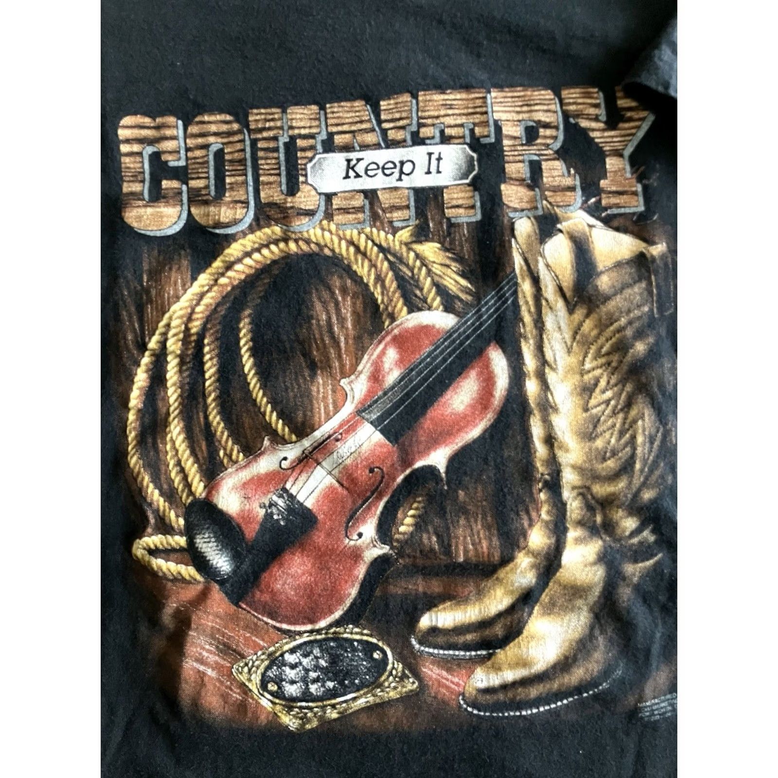 Delta CMJ 90s Delta Keep It Country T Shirt Vintage Black Cotton Graphic Tee Short Sleeve M Men Size US M / EU 48-50 / 2 - 2 Thumbnail