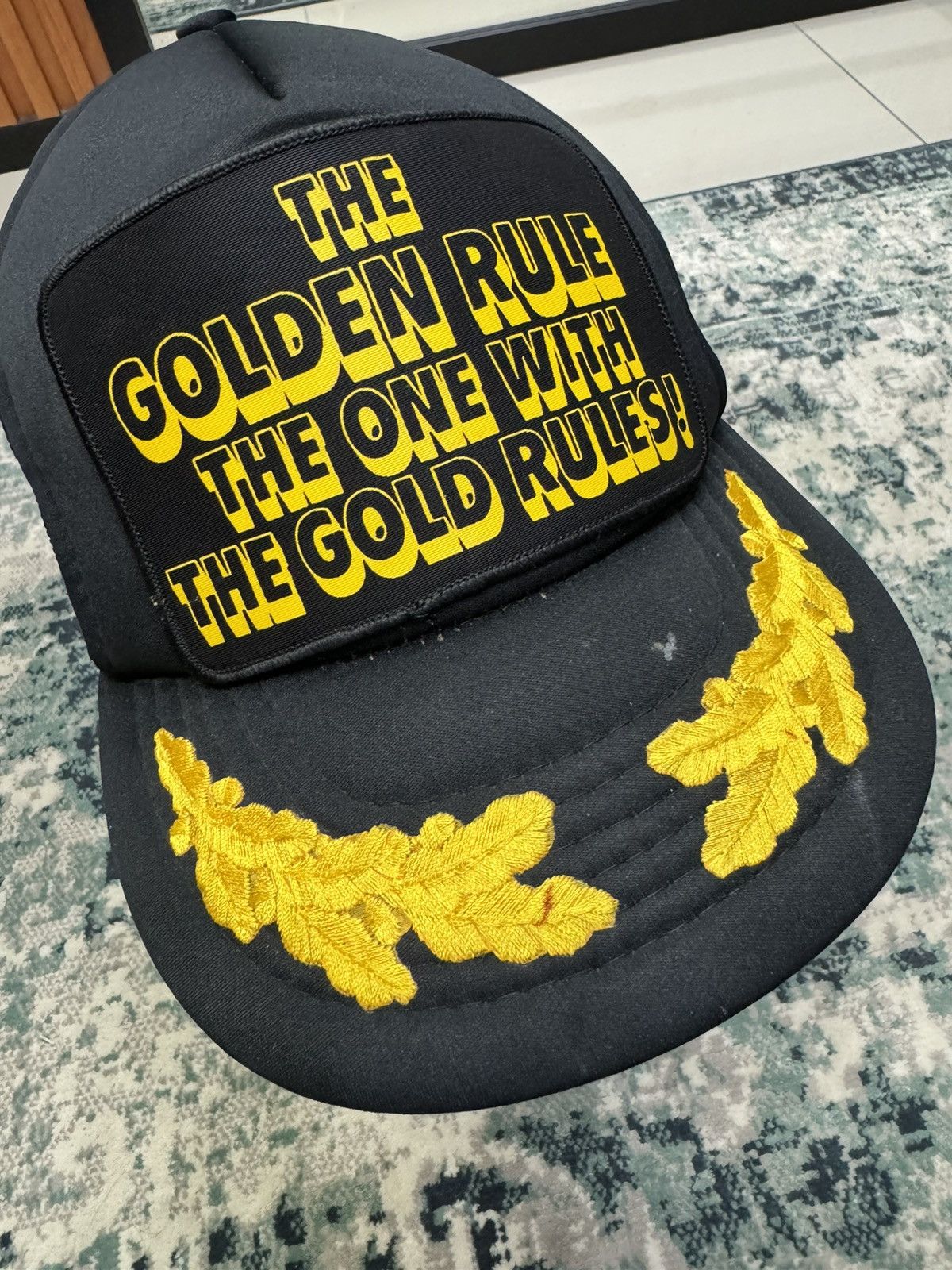Vintage THE GOLDEN RULE THE ONE WITH THE GOLD RULES TRUCKER CAP Size ONE SIZE - 5 Thumbnail