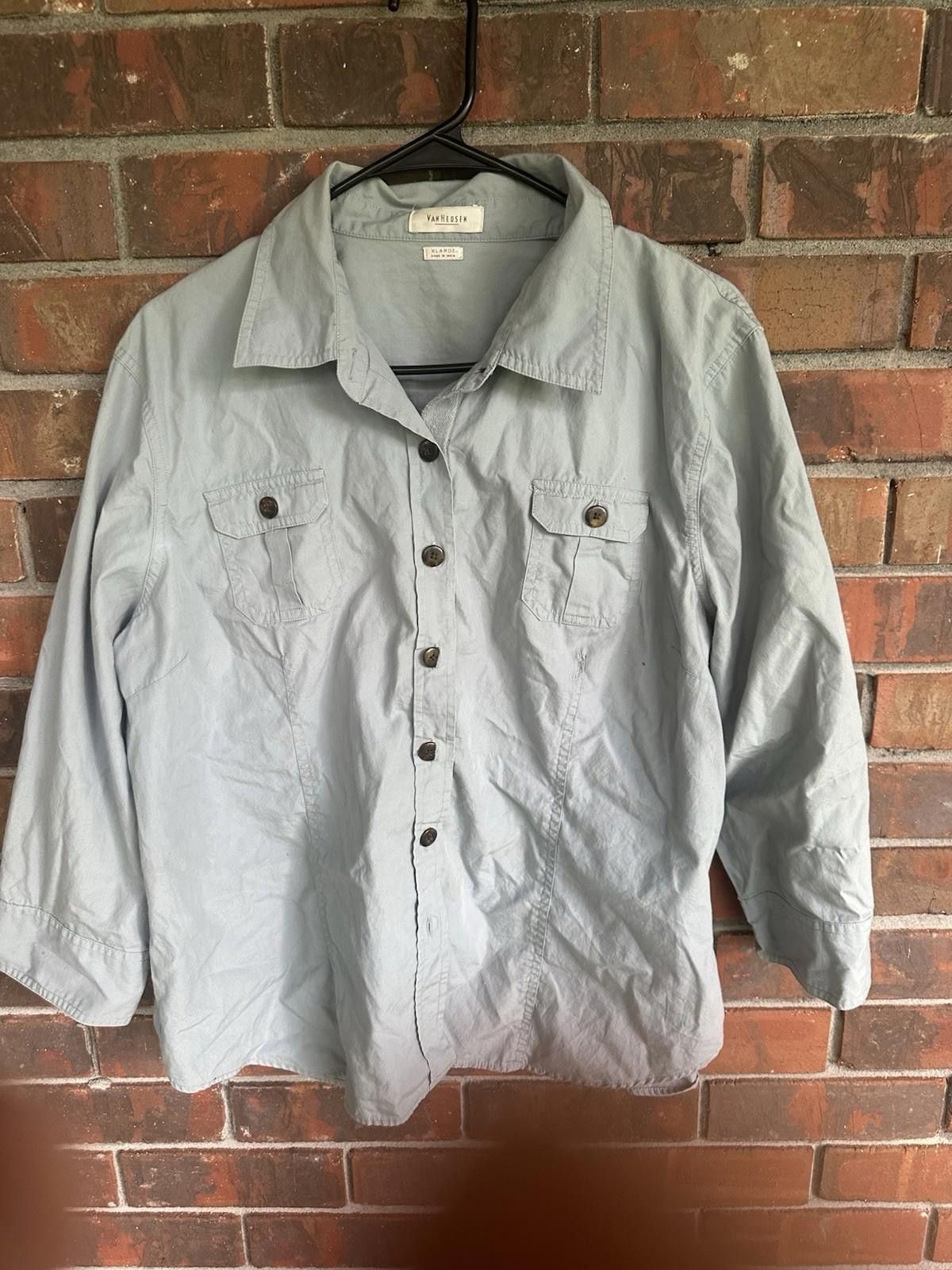 Van Heusen womens van heusen tops xl VTG Button Down 100% Cotton Size XL / US 12-14 / IT 48-50 - 2 Thumbnail
