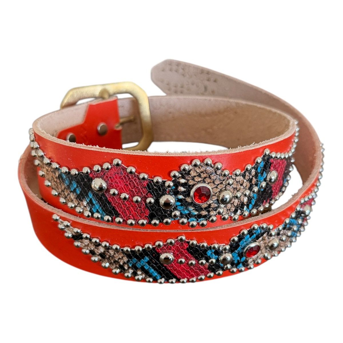 Vintage Orange Wing Vintage Leather Studded Belt Size 42 - 1 Thumbnail