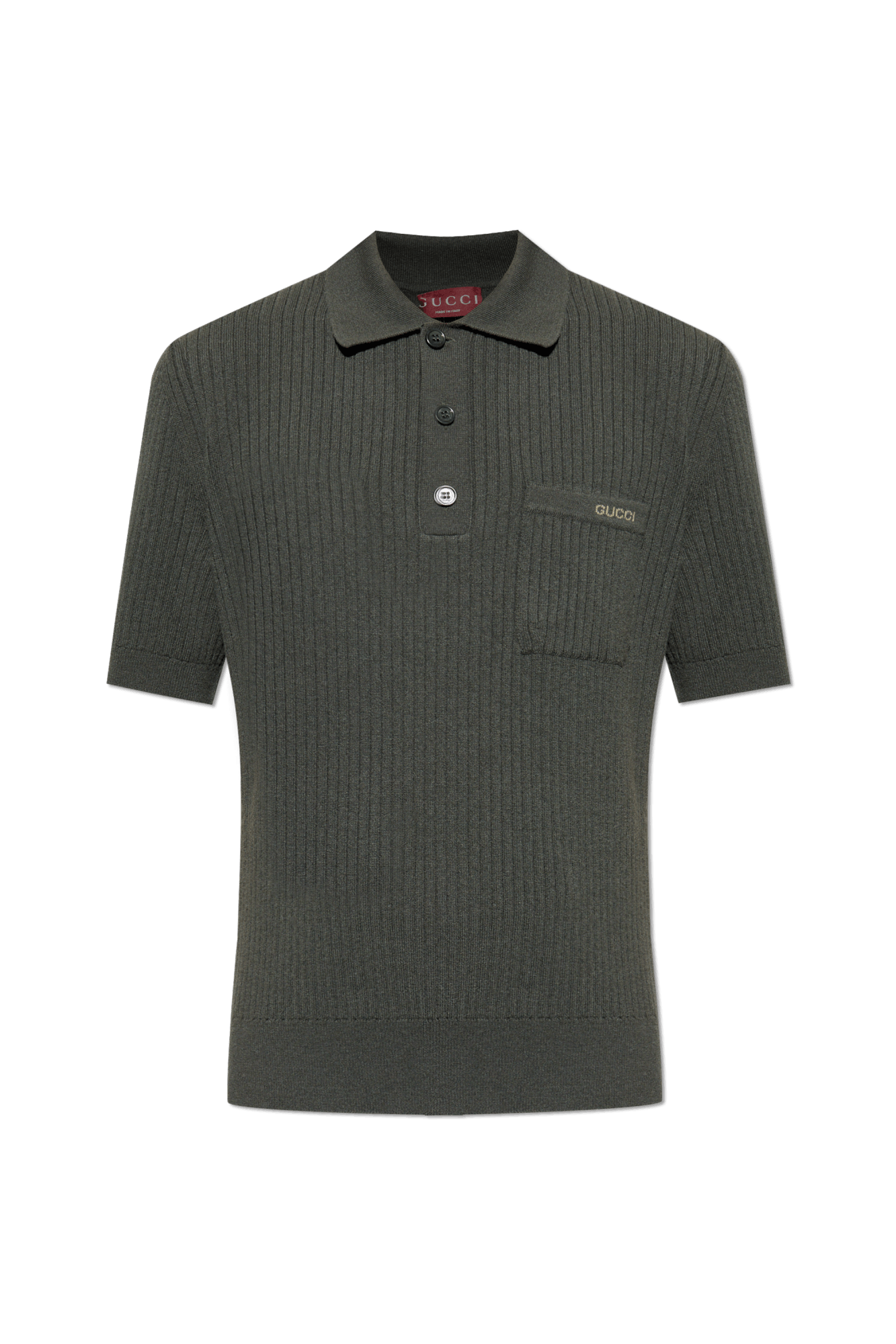 Gucci o1la5ras0626 Wool Cashmere Rib Knit Polo Shirt in Gray Size US XXL / EU 58 / 5 - 1 Thumbnail