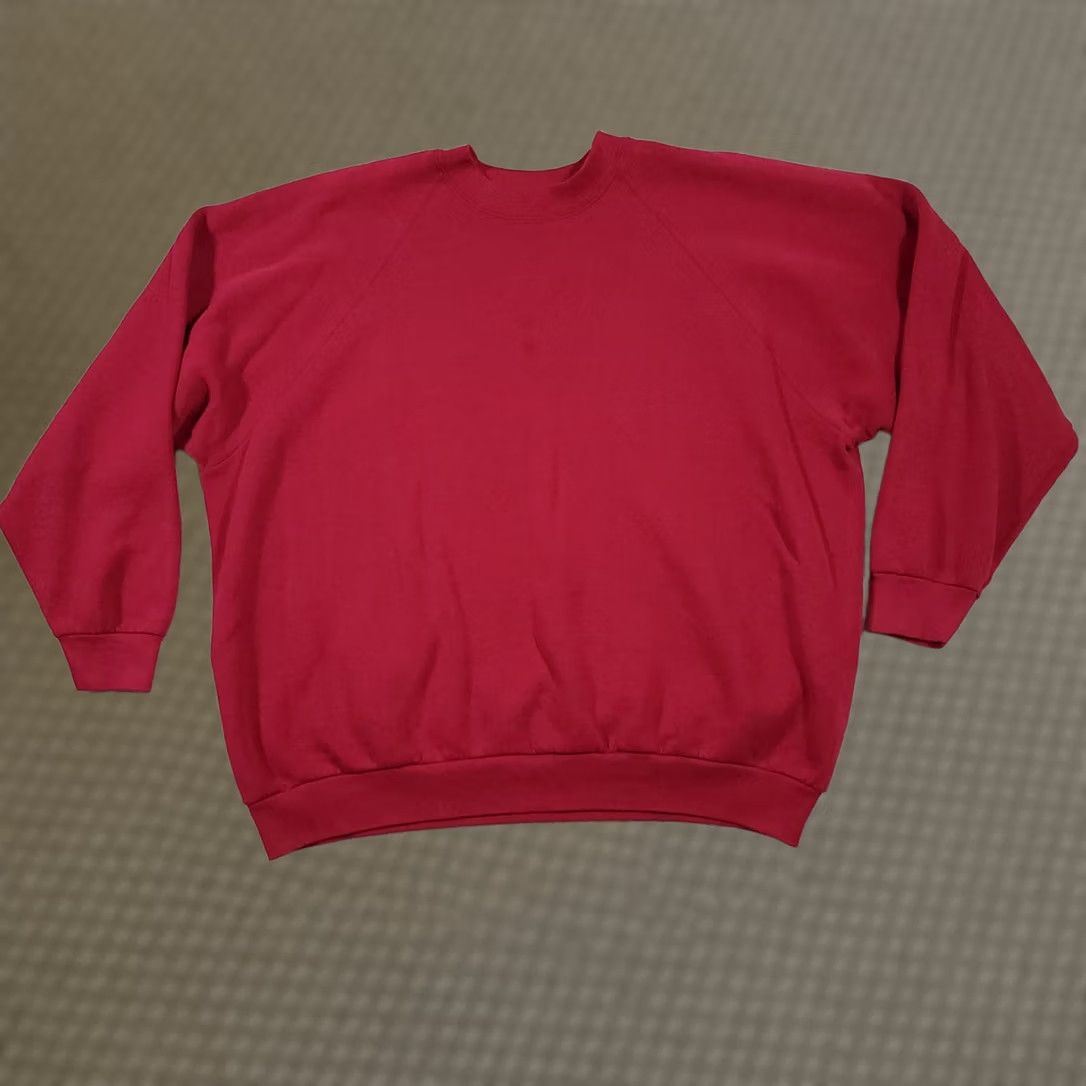 Fruit Of The Loom VINTAGE Fruit of the Loom Sweatshirt Crew Neck Long Sleeve XL Mens Pink USA Grunge 90s Fleecewear Raglan Sleeves Size US XL / EU 56 / 4 - 1 Thumbnail