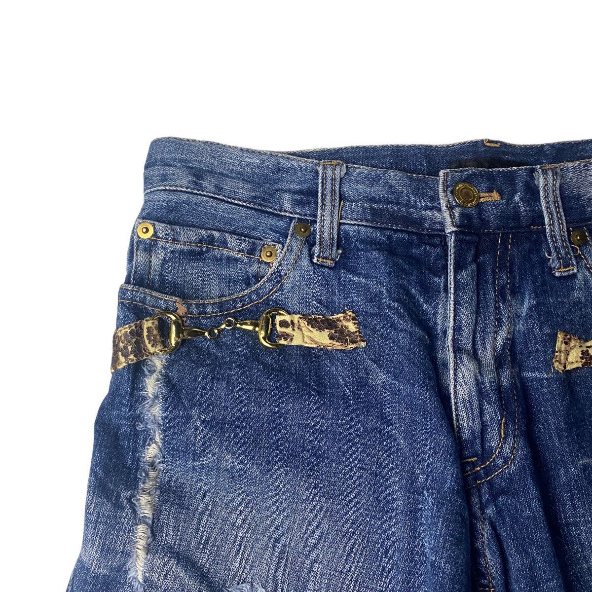 If Six Was Nine Spinash Distressed Washed Snake Chain Jeans Size US 29 - 3 Thumbnail
