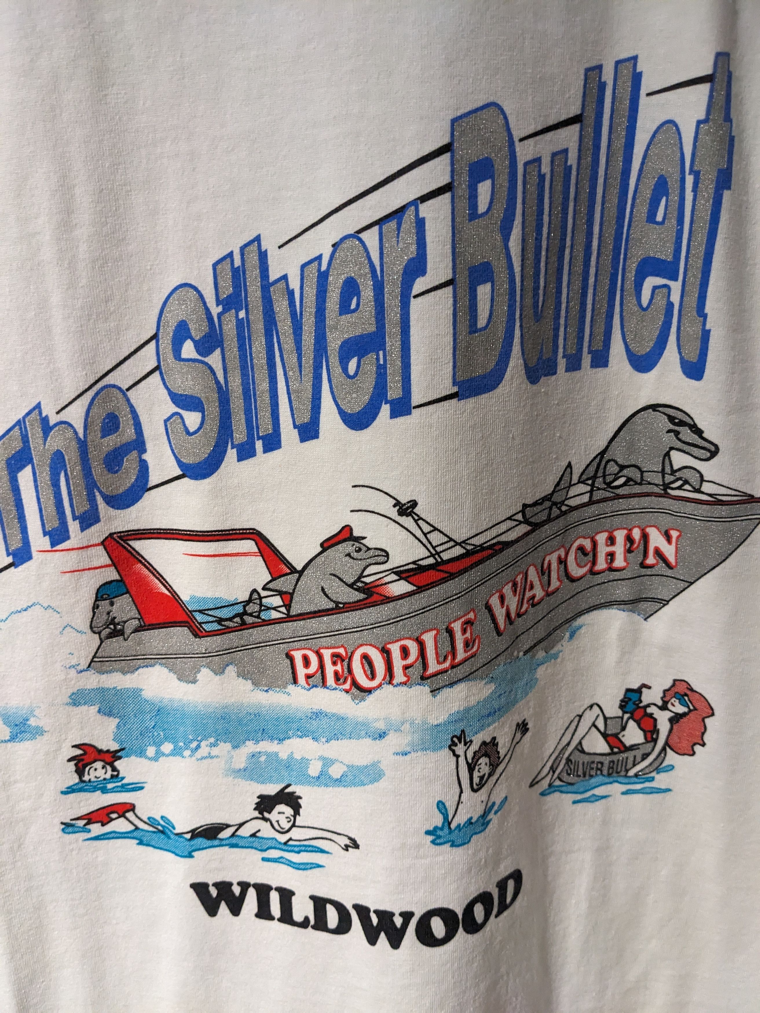 Vintage Vintage 90s The Silver Bullet Shark People Watch'n T-Shirt Size US XXL / EU 58 / 5 - 2 Thumbnail