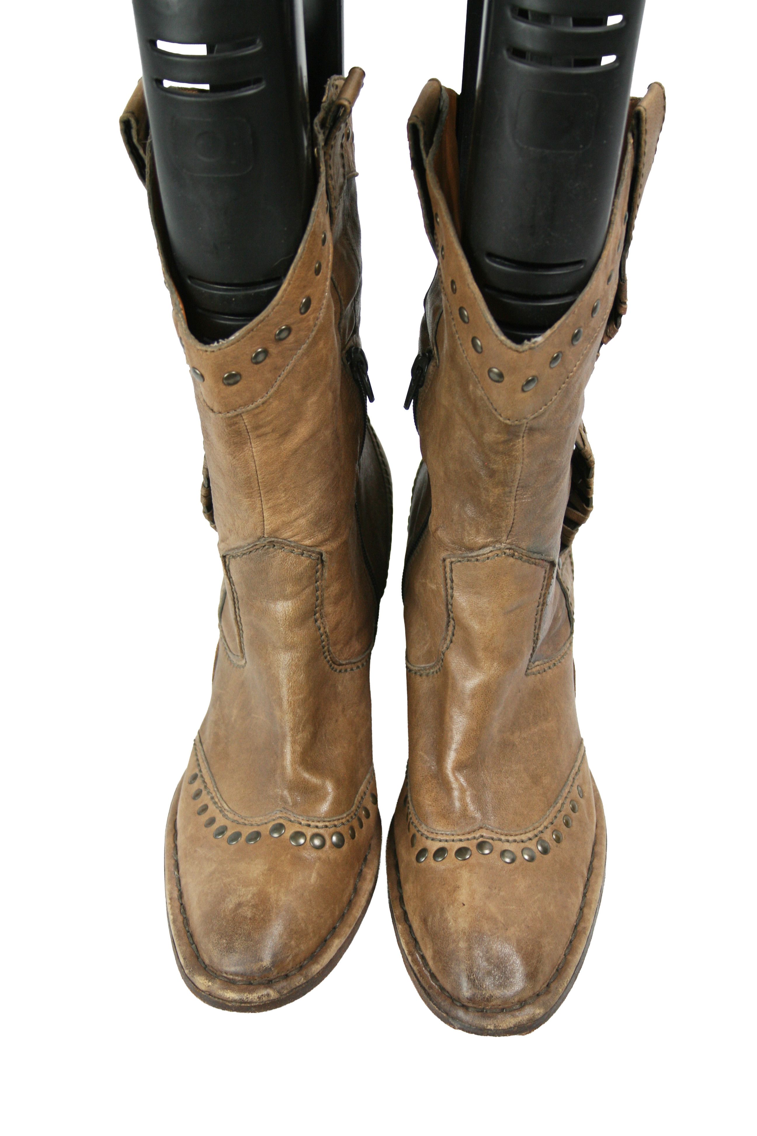 A.S.98 90S Airstep Rockstuds Sheriff Cowboy Western Boots Vintage Size US 11 / IT 41 - 8 Thumbnail