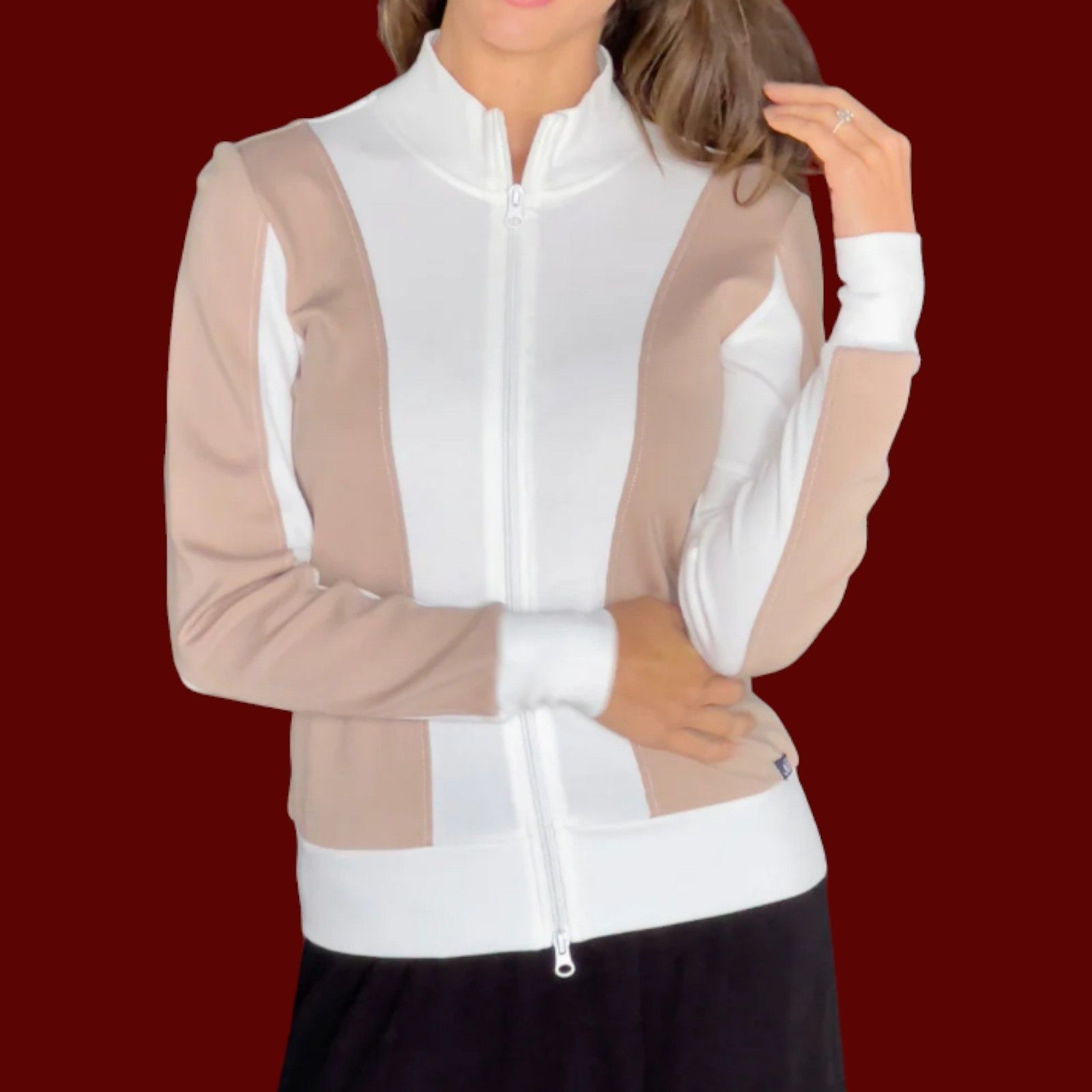 Other Double Jinx - Women's Color Block Turtleneck Sweatshirt - Be Size XS / US 0-2 / IT 36-38 - 1 Thumbnail