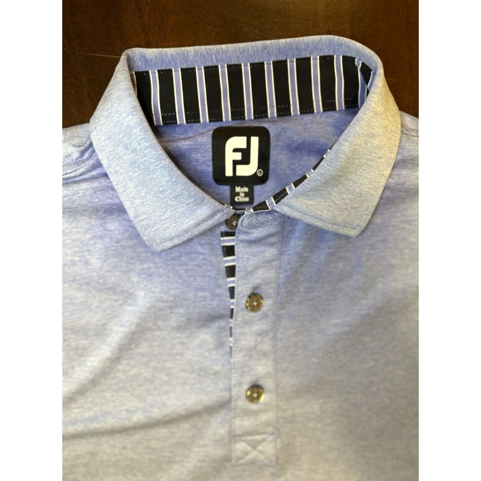 Footjoy FootJoy Golf Polo Shirt 3 Button Solid Blue Mens Large Polo shirt Short Sleeve Performance/All Seasons Breathable Stretch Size US L / EU 52-54 / 3 - 3 Thumbnail