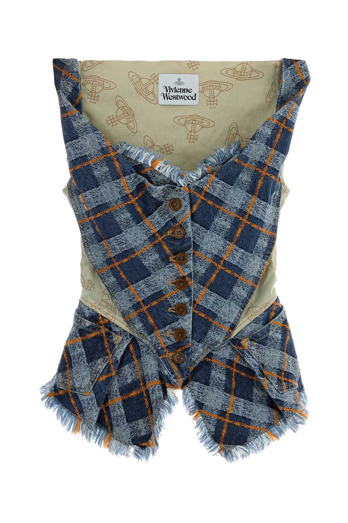 Vivienne Westwood Embroidered Denim Monday Vest Size XS / US 0-2 / IT 36-38 - 1 Thumbnail