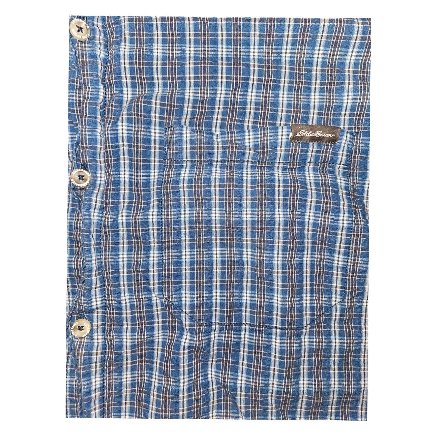 Eddie Bauer Eddie Bauer Button Down Short Sleeve Mens XL Blue Plaid Classic Fit Outdoors Size US 36 / EU 52 - 5 Thumbnail
