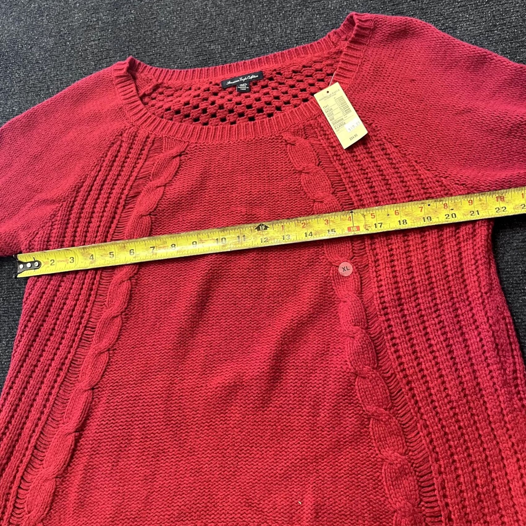 American Eagle Outfitters American Eagle Outfitters Sweater Womens XL Red Cable Knit Raglan Shirt Pullover Crew Neck Knit Crochet Open neckline Baggy毛 Size XL / US 12-14 / IT 48-50 - 7 Thumbnail