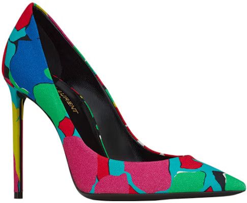 Saint Laurent Paris o1bcso1str1124 Zoe Pumps In Flower Printed in Multicolor Size US 7 / IT 37 - 2 Thumbnail