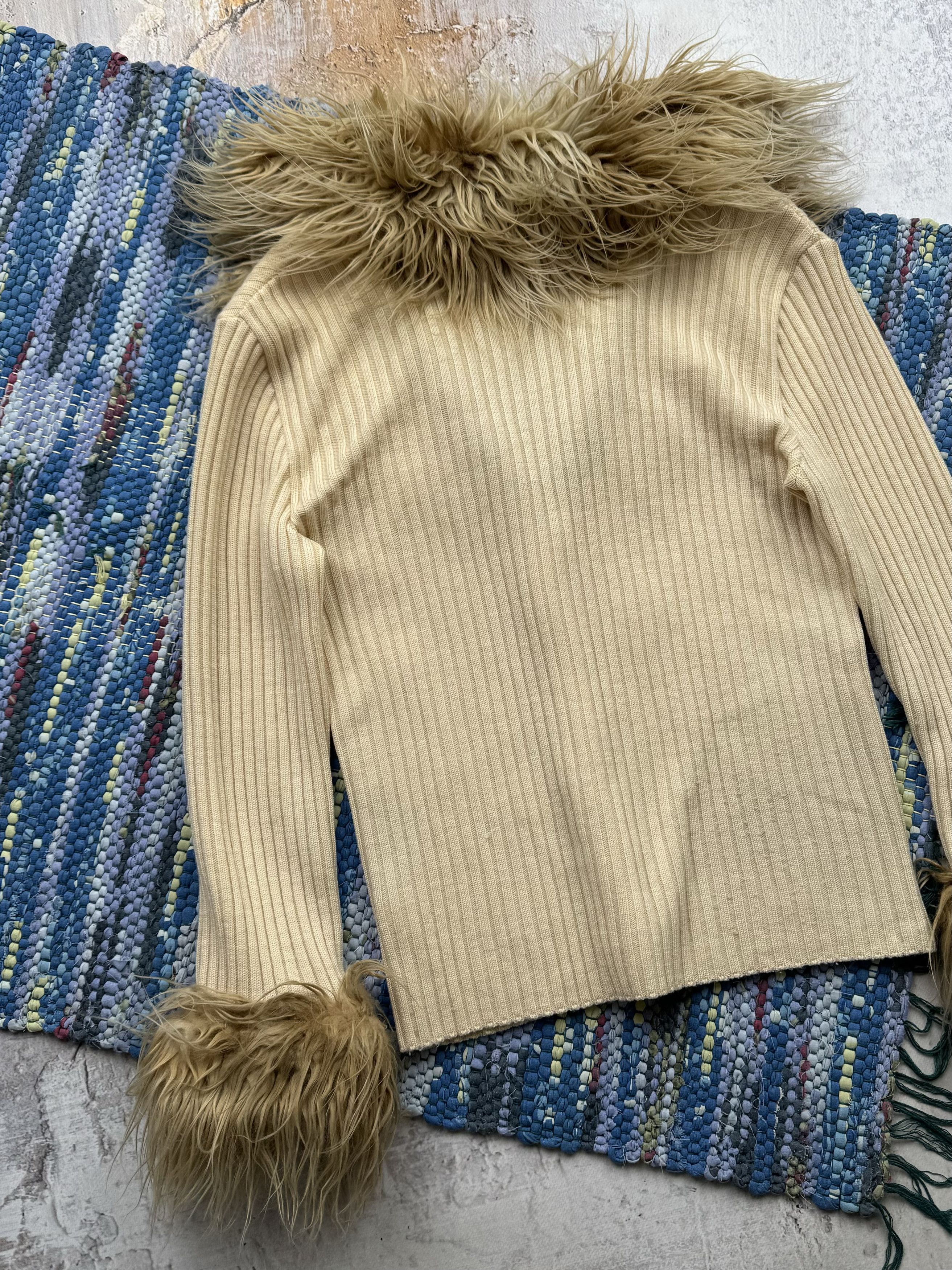 Vintage Vintage Ribbed Sweater With Faux Fur Details A608(790)D15 Size M / US 6-8 / IT 42-44 - 8 Thumbnail