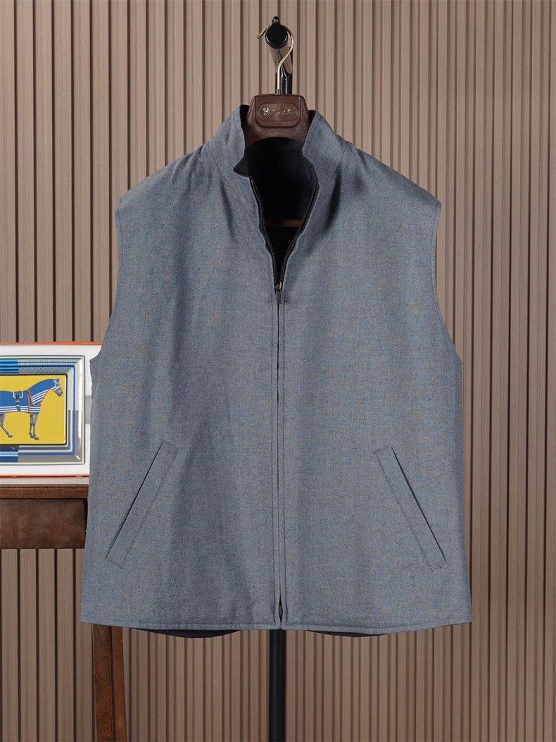Loro Piana LORO PIANA Double-faced men's cotton vest with one side of Size US XL / EU 56 / 4 - 2 Thumbnail