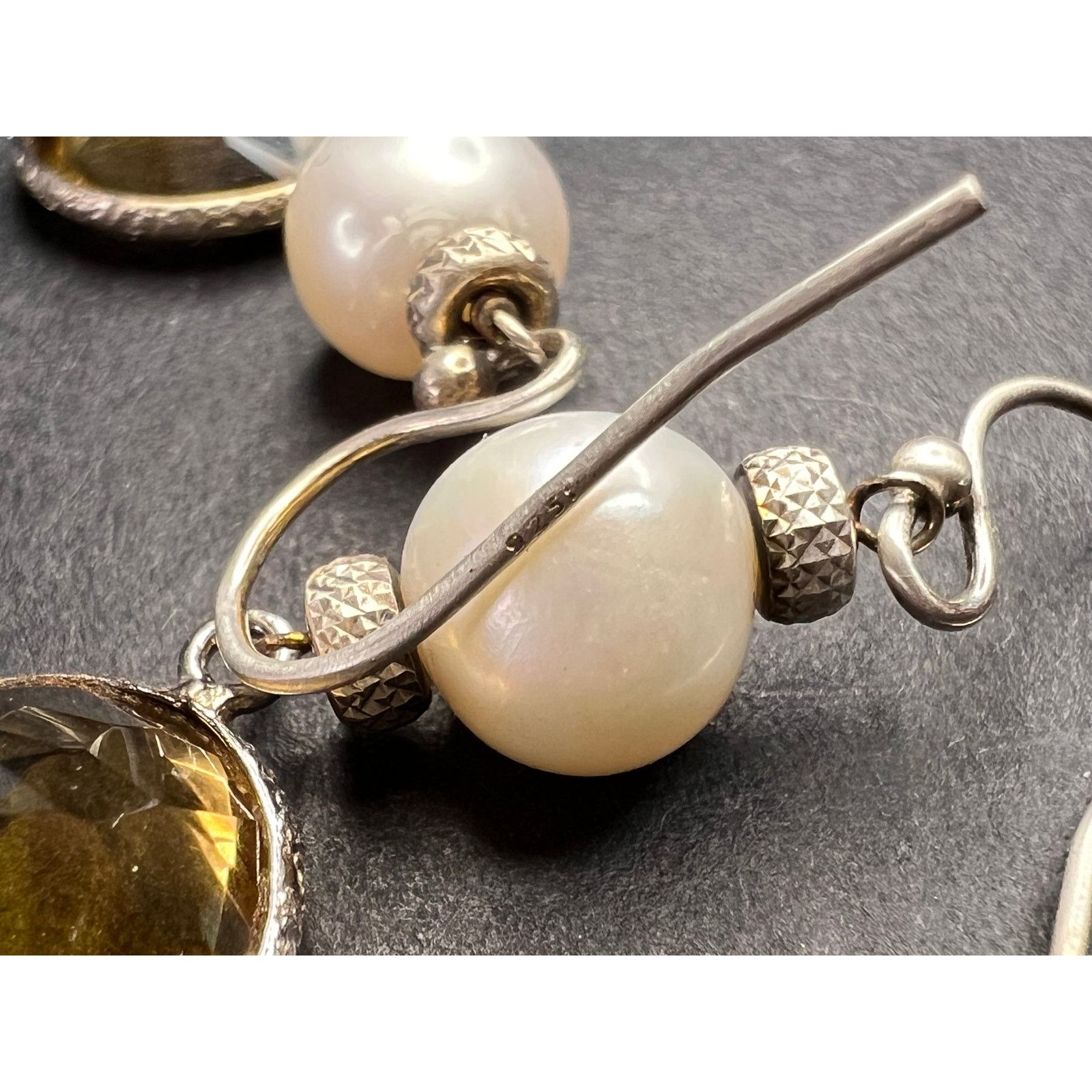 Other Citrine and pearl sterling silver dangle earrings Size ONE SIZE - 4 Thumbnail