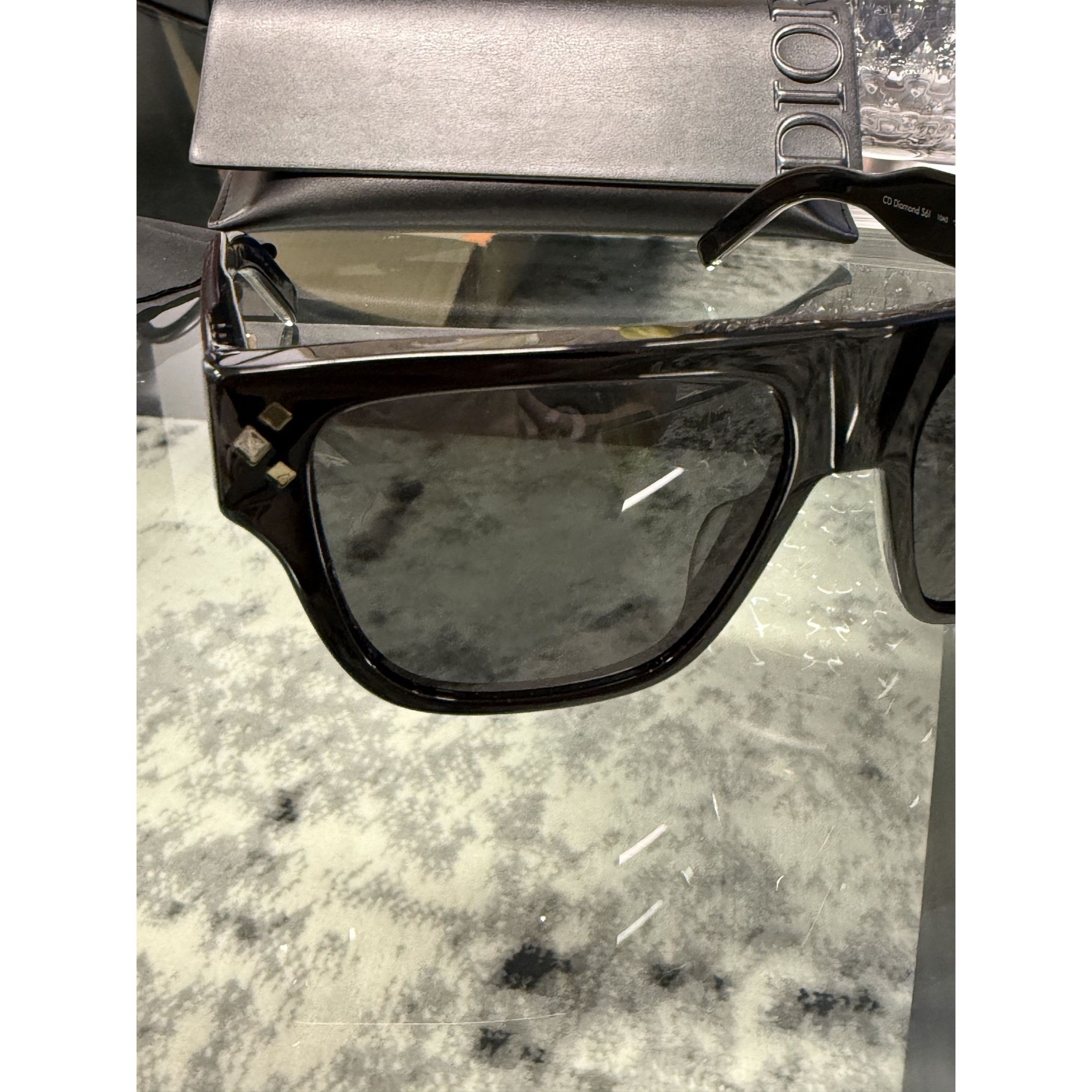 Dior Christian Dior CD Diamond S61 Black Rectangular Sunglasses W Size ONE SIZE - 12 Thumbnail