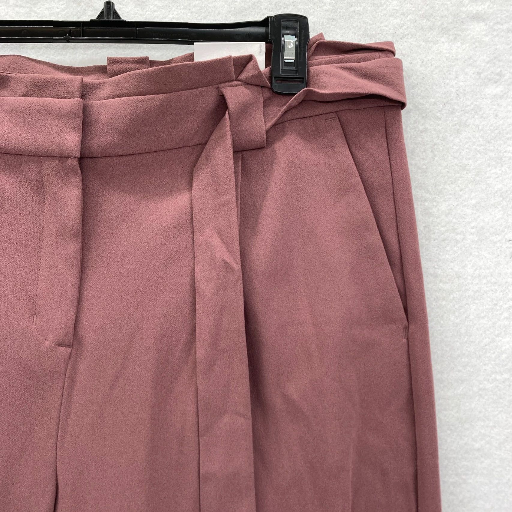 Express EXPRESS Paperbag Pants Women's 12 Red Stretch Fabric High Rise Ankle Tie Waist Size 34" / US 12 / IT 48 - 3 Thumbnail