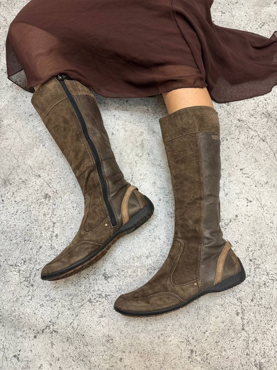image of Avant Garde x Vintage Esprit High Boxer Boots Moto Biker Shoes Core in Brown, Women's (Size 9)