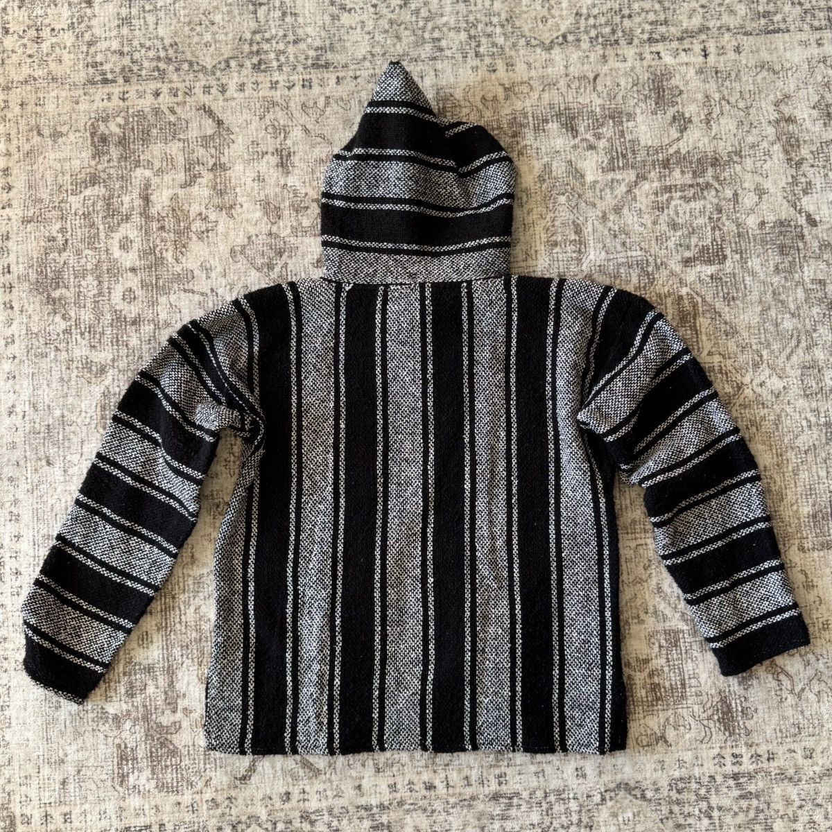 Other Black and Gray Striped Mexican Hooded Sweater Size L Size US L / EU 52-54 / 3 - 2 Thumbnail