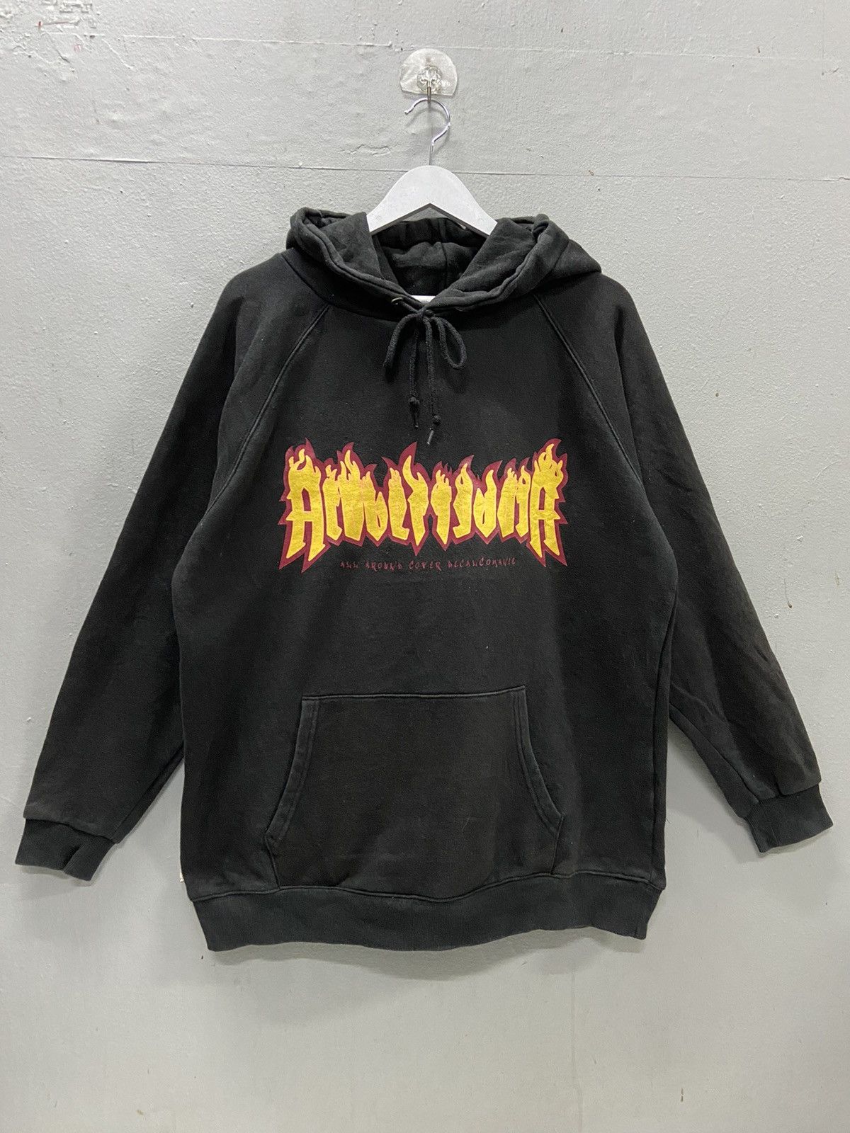 Japanese Brand ACOVER FLAME SPELLOUT BLACK HOODIE Size US L / EU 52-54 / 3 - 1 Thumbnail