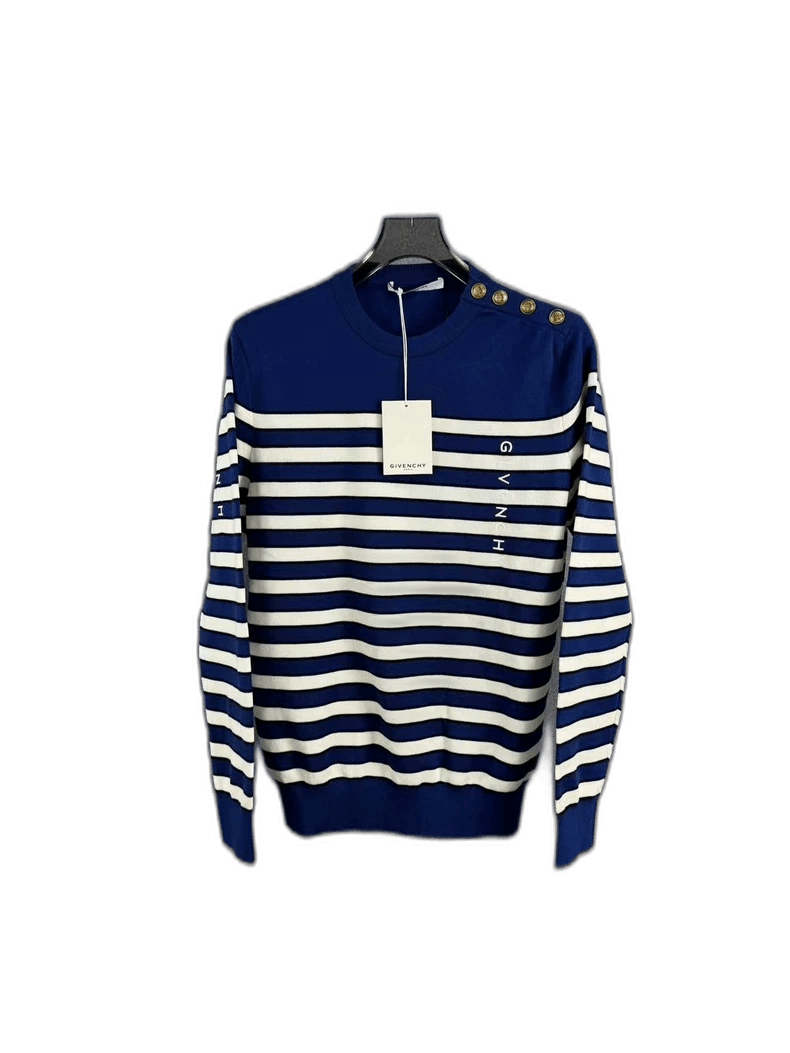 Givenchy Givenchy Givenchy Blue Striped Knit Sweater Size S -2507 Size US S / EU 44-46 / 1 - 1 Thumbnail