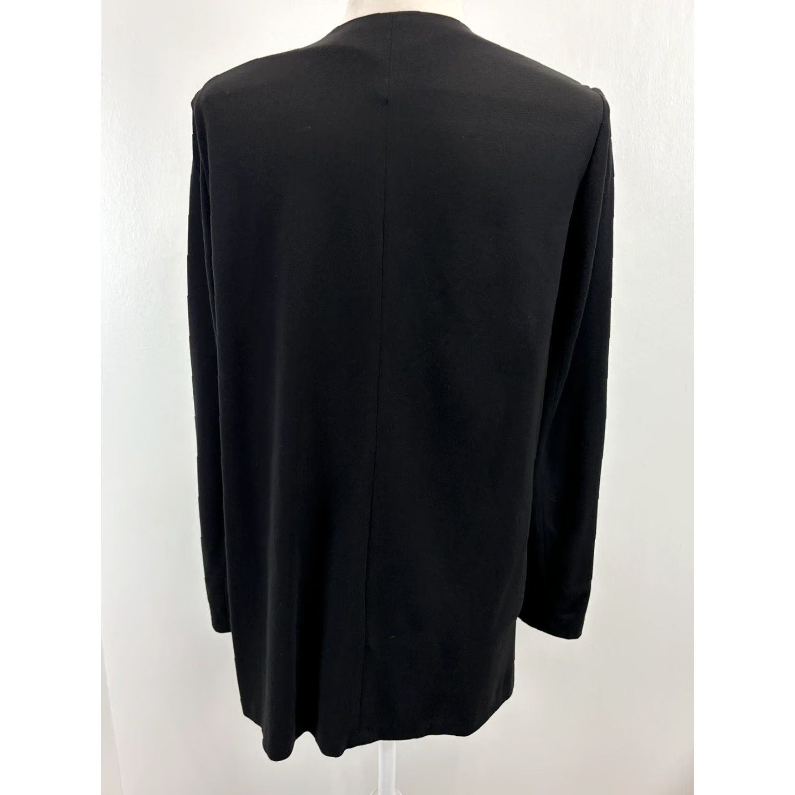 Vintage Lafayette 148 New York Jacket Women Open Front Black Faux Leather L Large Open Waterfall Relaxed Size: L - Womens Size L / US 10 / IT 46 - 3 Thumbnail