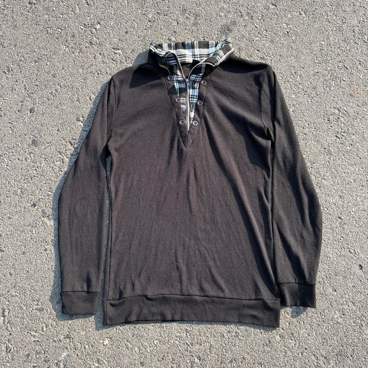 Japanese Brand Layered Henley Long Sleeve Plaid Collar Y2K Casual Top Size US S / EU 44-46 / 1 - 3 Thumbnail