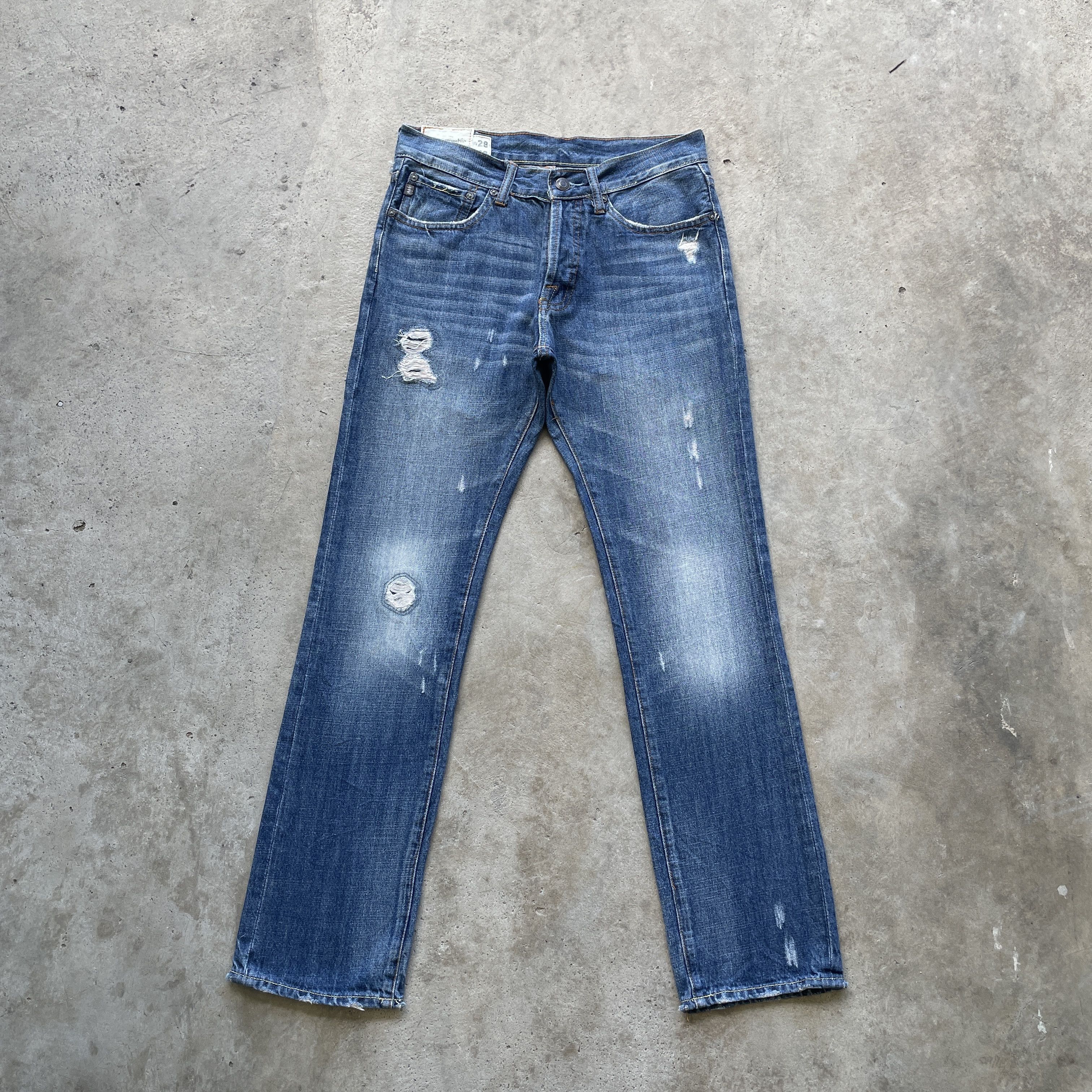 Abercrombie & Fitch × Jean Vintage A&F Distressed Faded Jeans Straight Slim Pants W30 Size US 30 / EU 46 - 2 Thumbnail