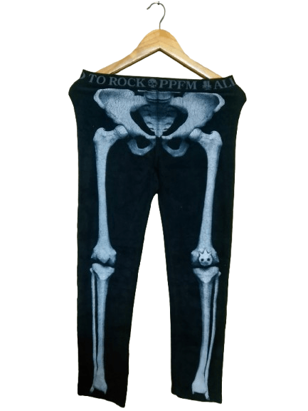 PPFM PPFM Japan Skull Bones Skeleton Fleece Legging Pants Size US 35 - 1 Thumbnail