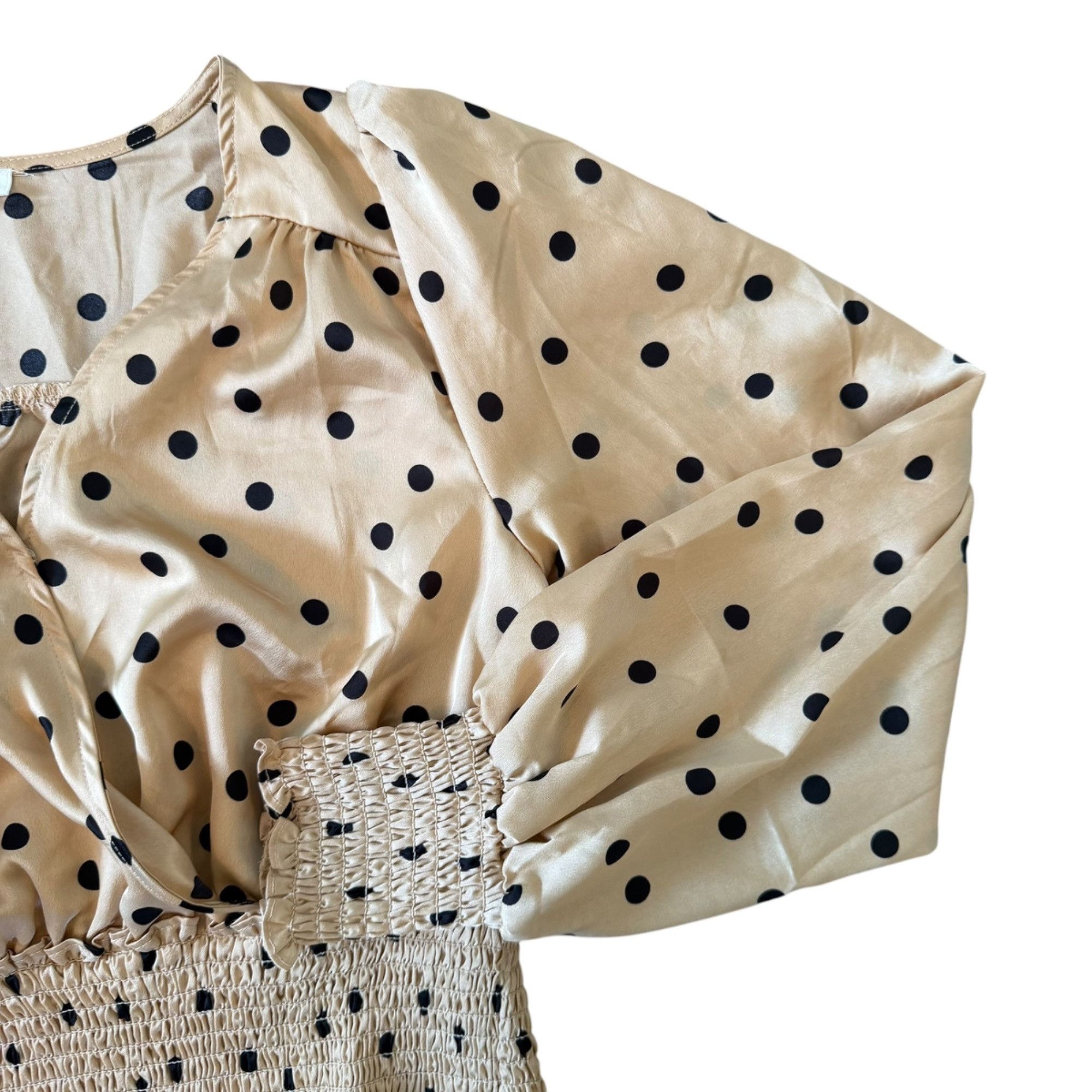 Other Blu Pepper Polka Dot Wide Smocked Waist Cropped Blouse M Size M / US 6-8 / IT 42-44 - 4 Thumbnail