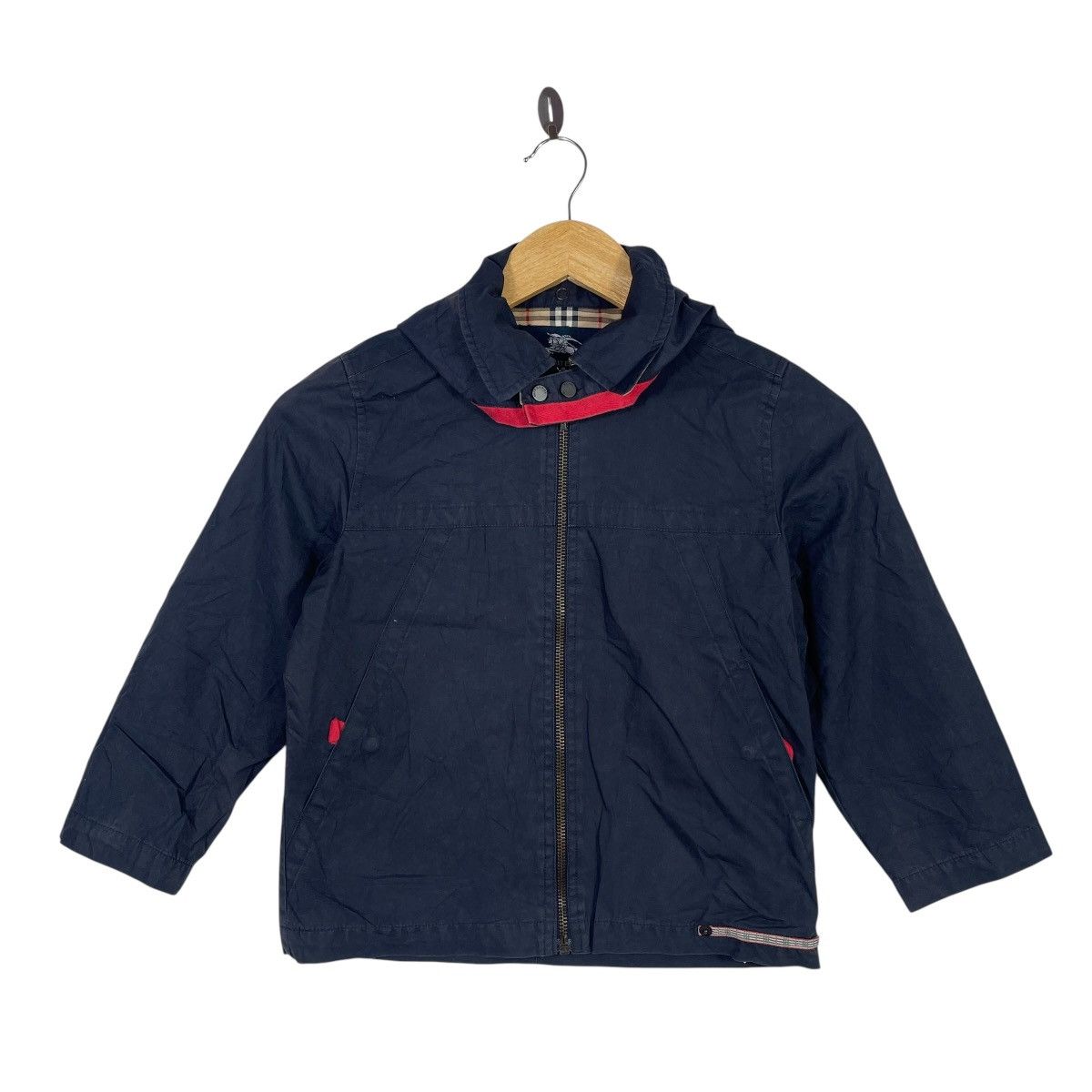 Burberry Vintage Burberry Kids Hooded Jacket Nova Check Navy Zip Up Size US XXS / EU 40 - 1 Thumbnail