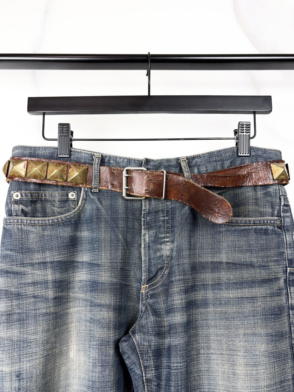Undercover SS04 Undercover Gold Studded Double Strap Leather Belt Size ONE SIZE - 1 Thumbnail