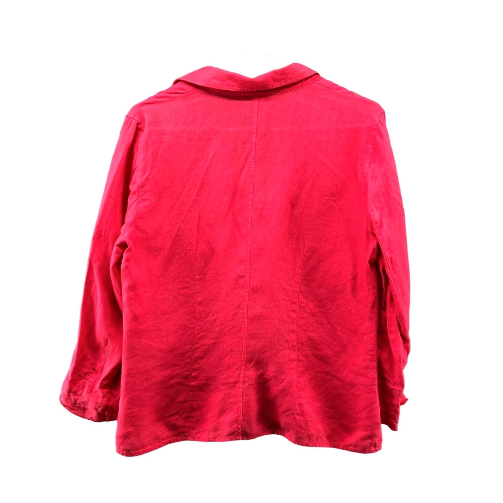 Talbots VINTAGE Talbots Pink Linen Shirt Jacket Womens 10 Blazer Button Front Ruffle Cuff Beach Modern Short Sleeve Size L / US 10 / IT 46 - 2 Thumbnail