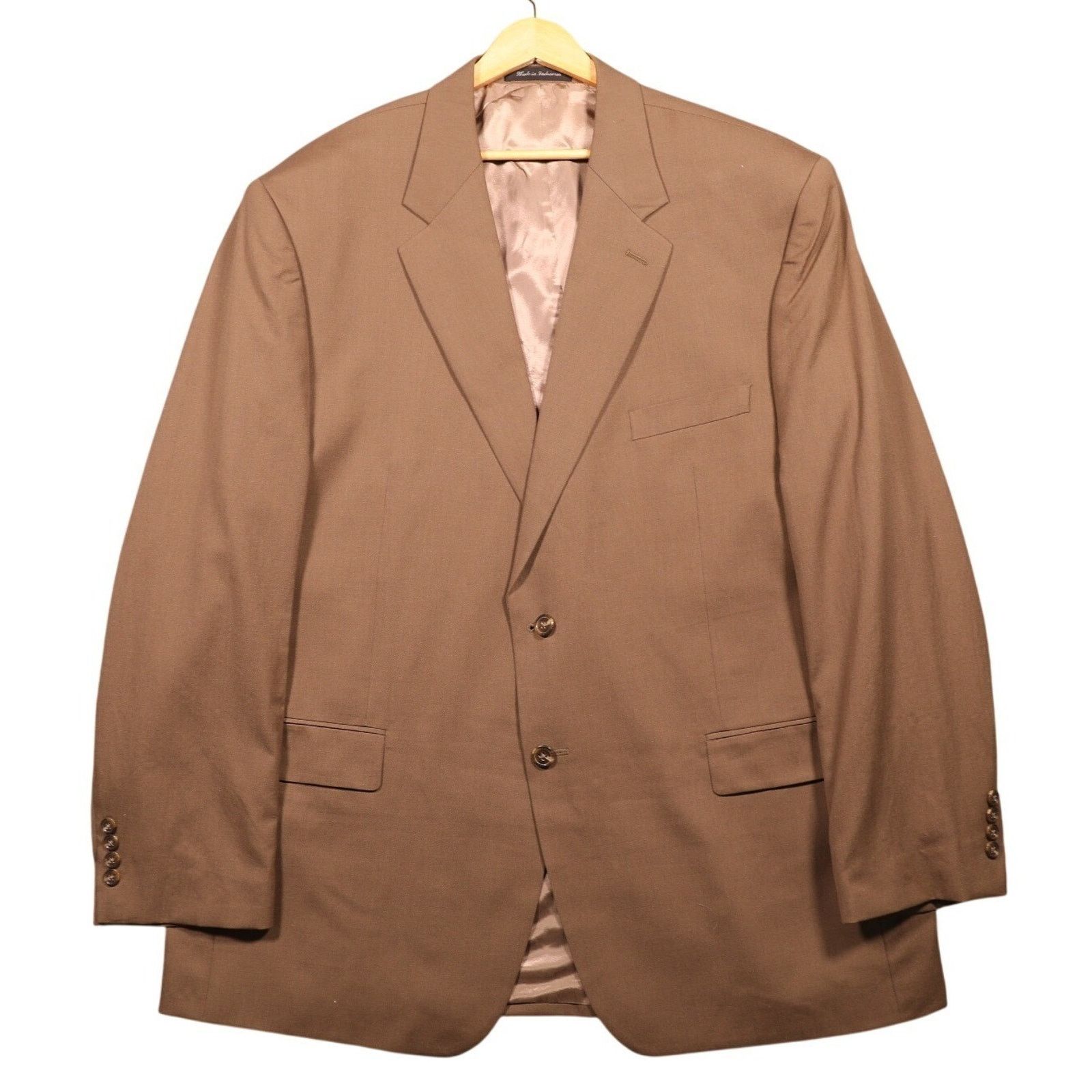 Chaps Chaps Wool Suit Mens 48L Brown Pleated Pants 100% Wool Size 48L - 2 Thumbnail