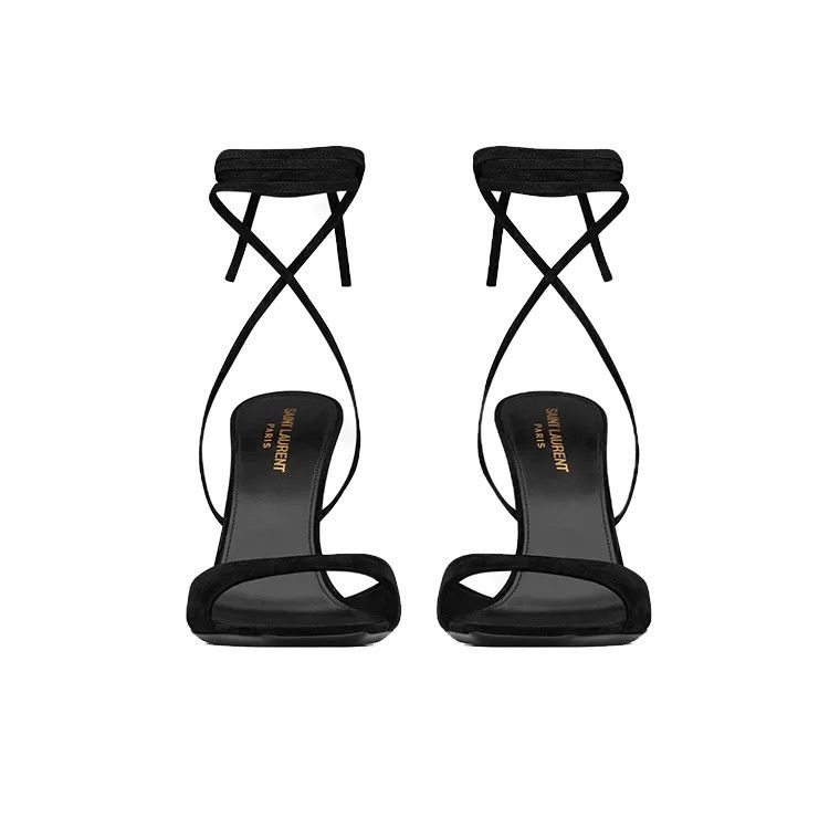 Saint Laurent Paris o1b1hav111224 Paz Sandals Suede and Metallized Leather Black Size US 5.5 / IT 35.5 - 5 Thumbnail
