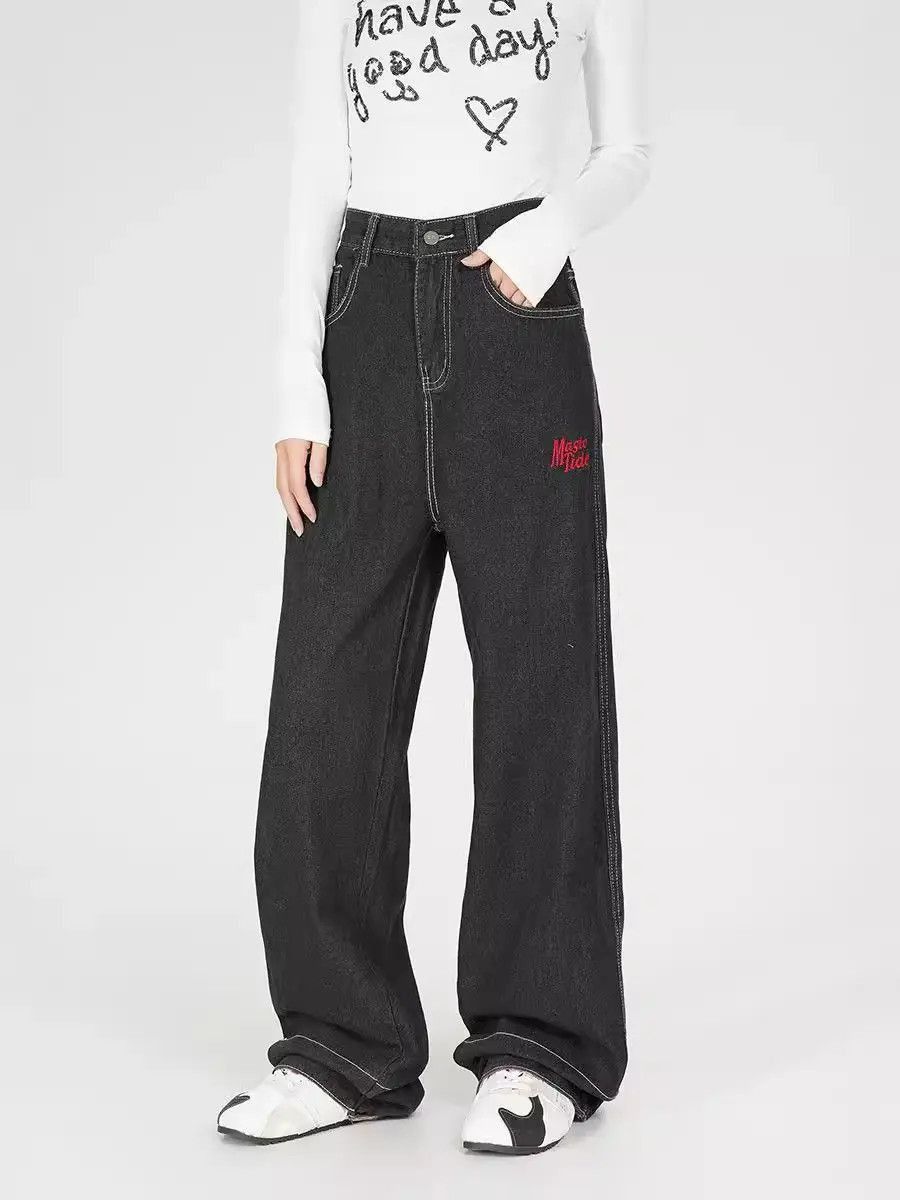Japanese Brand Retro loose fit patchwork wide leg jeans Size US 32 / EU 48 - 5 Thumbnail
